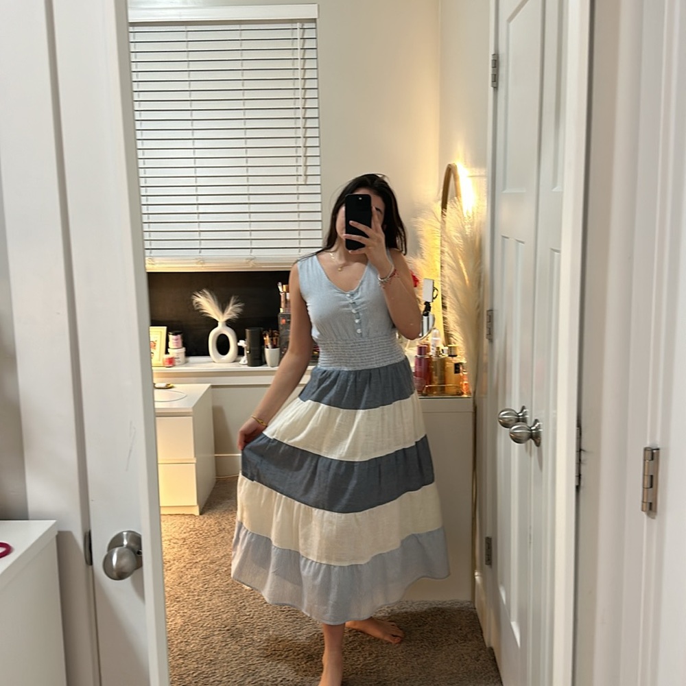 Long blue light dress